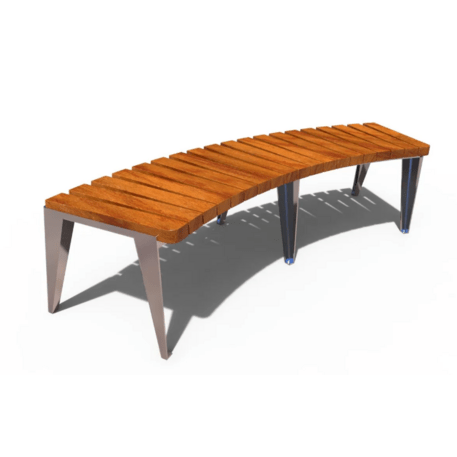 Metalinis suolas (suoliukas) be atlošo, pagamintas iš Iroko medienos 'Premium Collection / STF/22-02-15/MDL'