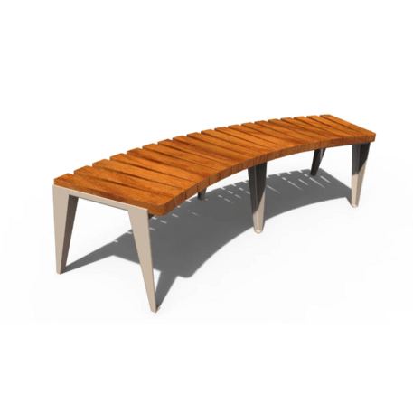 Metalinis suolas (suoliukas) be atlošo, pagamintas iš Iroko medienos 'Premium Collection / STF/22-02-15/MDL'