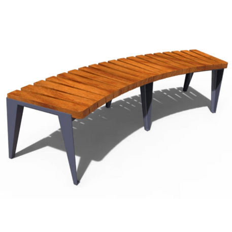 Metalinis suolas (suoliukas) be atlošo, pagamintas iš Iroko medienos 'Premium Collection / STF/22-02-15/MDL'