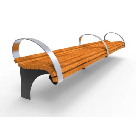 Metalinis miesto suolas be atlošo su Iroko mediena ir Smart City sistema 'Premium Collection / STF/20-02-46/MDL'