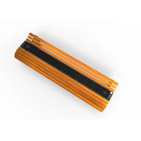 Metalinis miesto suolas be atlošo su Iroko mediena ir Smart City sistema 'Premium Collection / STF/20-02-46/MDL'