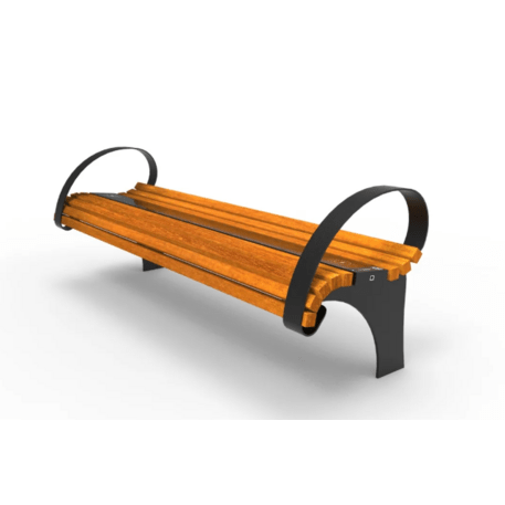 Metalinis miesto suolas be atlošo su Iroko mediena ir Smart City sistema 'Premium Collection / STF/20-02-46/MDL'
