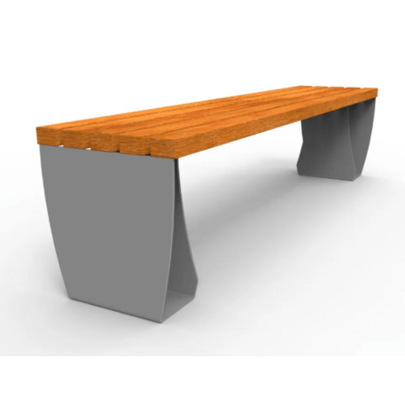 Metalinis suolas (suoliukas) be atlošo, pagamintas iš Iroko medienos 'Premium Collection / STF/20-02-36/MDL'