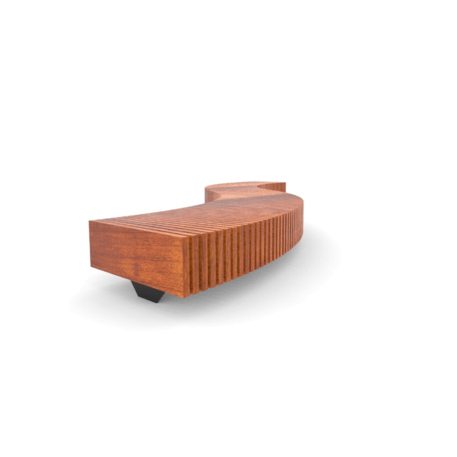 Metalinis suolas (suoliukas) be atlošo, pagamintas iš Iroko medienos 'Premium Collection / STF/18-02-51/MDL'