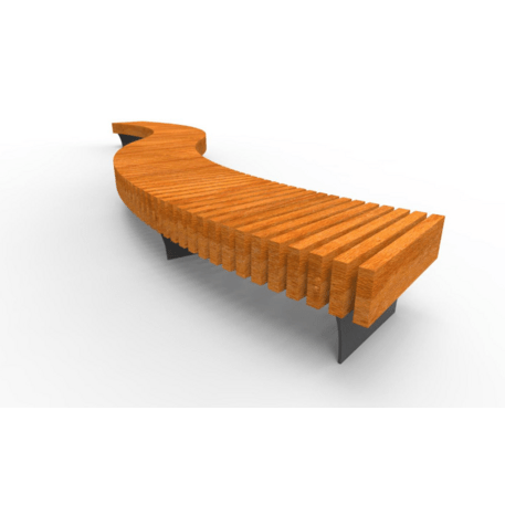 Metalinis suolas (suoliukas) be atlošo, pagamintas iš Iroko medienos 'Premium Collection / STF/18-02-22/MDL'