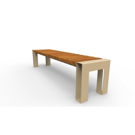 Metalinis suolas (suoliukas) be atlošo, pagamintas iš Iroko medienos 'Premium Collection / 'STF/13-02-29/MDL'