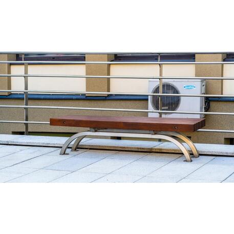 Metalinis suolas (suoliukas) be atlošo, pagamintas iš Iroko medienos 'Premium Collection / STF/13-02-03/MDL'