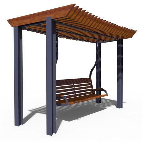 Metalinė pergolė su supynėmis iš iroko medienos 'Premium Collection / STF/22-31-01_02/MDL'