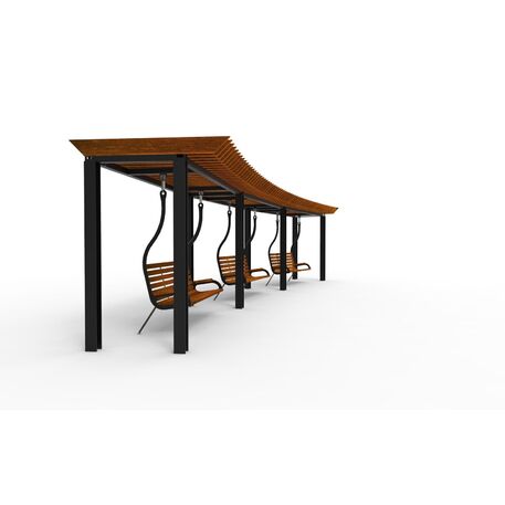 Metalinė pergolė su supynėmis iš iroko medienos 'Premium Collection / STF/22-31-01_02/MDL'