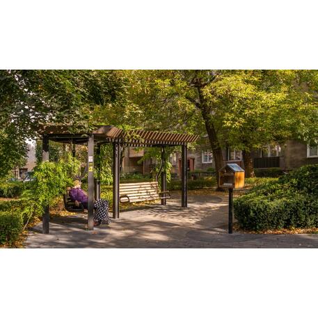 Metalinė pergolė su supynėmis iš iroko medienos 'Premium Collection / STF/22-31-01_02/MDL'