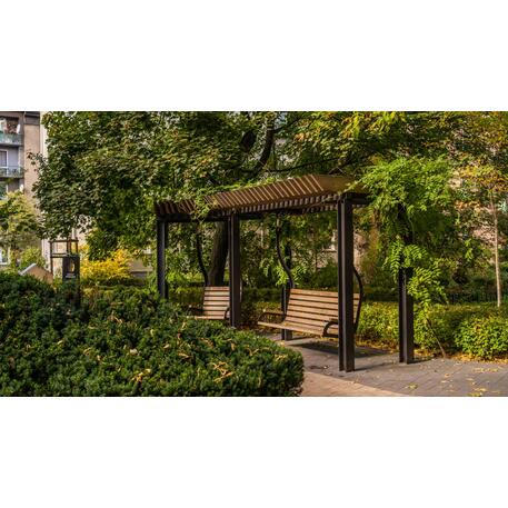 Metalinė pergolė su supynėmis iš iroko medienos 'Premium Collection / STF/22-31-01_02/MDL'