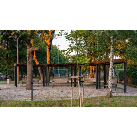 Metalinė pergolė su supynėmis iš iroko medienos 'Premium Collection / STF/22-31-01_02/MDL'