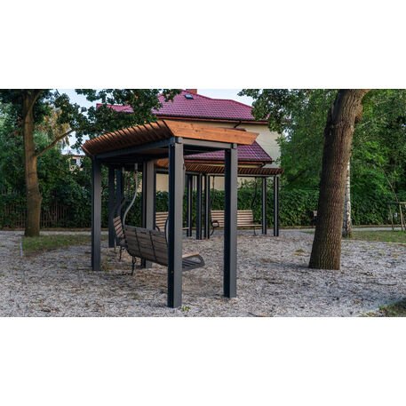 Metalinė pergolė su supynėmis iš iroko medienos 'Premium Collection / STF/22-31-01_02/MDL'