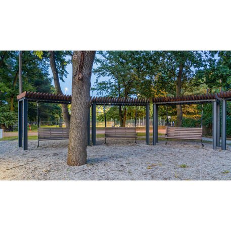 Metalinė pergolė su supynėmis iš iroko medienos 'Premium Collection / STF/22-31-01_02/MDL'