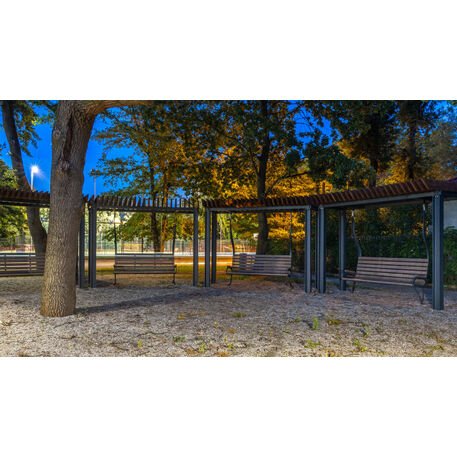 Metalinė pergolė su supynėmis iš iroko medienos 'Premium Collection / STF/22-31-01_02/MDL'