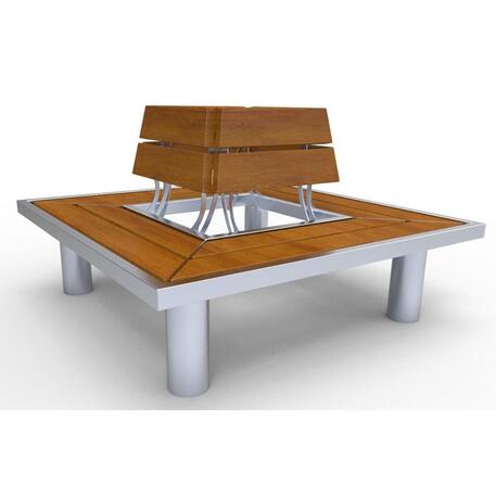 Металлическая скамейка со спинкой, изготовленная из древесины Ироко 'Premium Collection / STF/13-04-34/MDL'