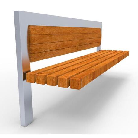 Металлическая скамейка со спинкой, изготовленная из древесины Ироко 'Premium Collection / STF/13-04-18/MDL'