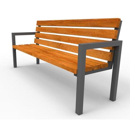 Metalinis suoliukas su atlošu, pagamintas iš Iroko medienos 'Premium / STF/04-04-01_02/MDL'