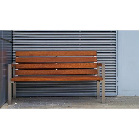 Metalinis suoliukas su atlošu, pagamintas iš Iroko medienos 'Premium / STF/04-04-01_02/MDL'