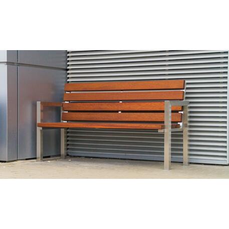 Metalinis suoliukas su atlošu, pagamintas iš Iroko medienos 'Premium / STF/04-04-01_02/MDL'