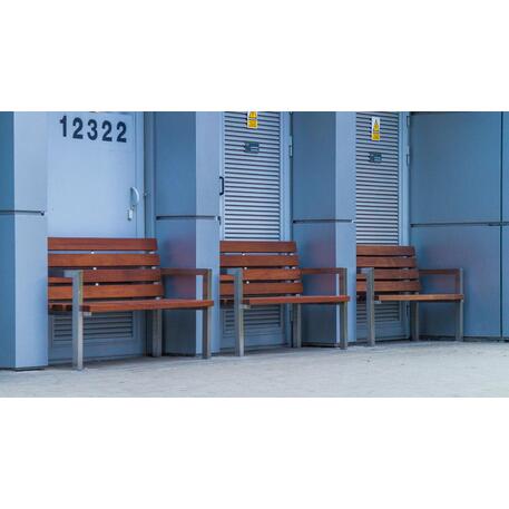 Metalinis suoliukas su atlošu, pagamintas iš Iroko medienos 'Premium / STF/04-04-01_02/MDL'