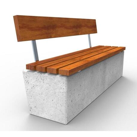 Betoninis suolas su atlošu ir Iroko medienos sėdima dalimi 'Premium Collection / STF/13-04-58_02/MDL'