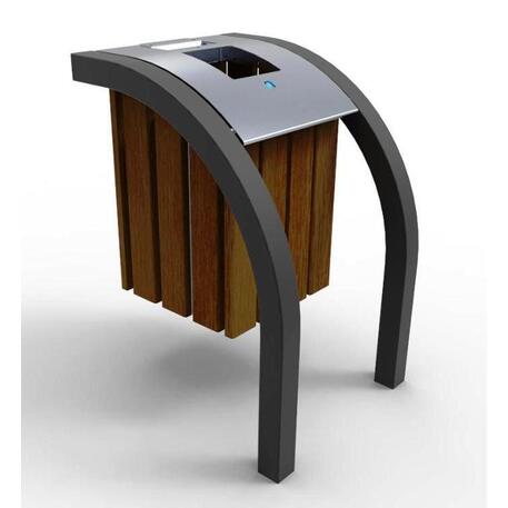 Metalinė šiukšliadėžė su Iroko medienos apdaila 'Exclusive / STF/06-06-07/MDL_30L'