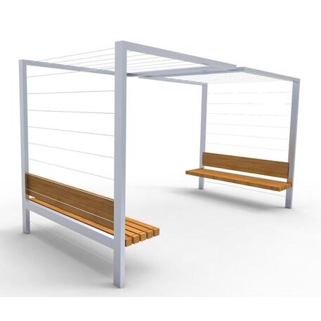 Metallist pergola integreeritud Iroko puidust pingidega 'Premium Collection / STF/13-04-18_03/MDL'