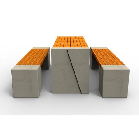 Betoninis pikniko stalas su suolais ir medinėmis sėdimomis dalimis 'BDS/SG100_Picnic'