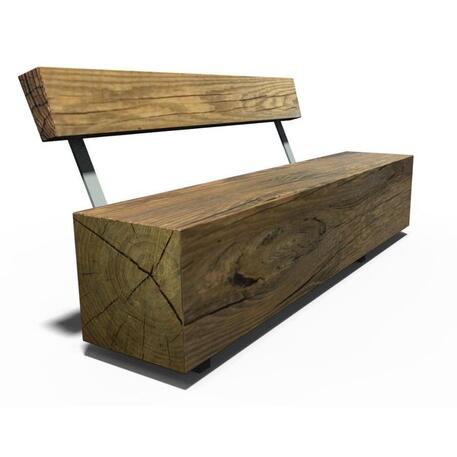Solid wood bench with backrest, made of oak wood 'Premium Collection / STF/26-04-05/MDL'