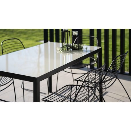 Metal table 'Passepartout Table Glass Top 85/200x85cm'