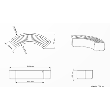 Concrete outdoor bench '210x78x45cm / BS-268-V'