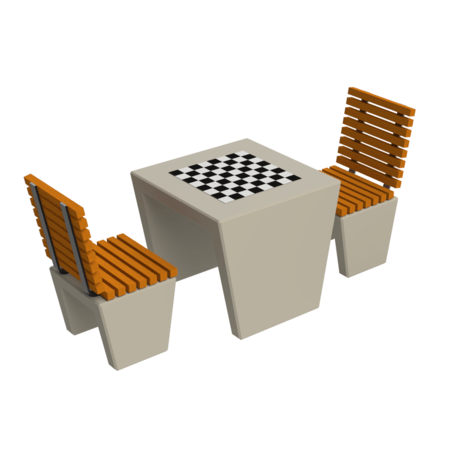 Бетонный шахматный стол и стулья 2 шт. 'BDS/LD9207/MDL'