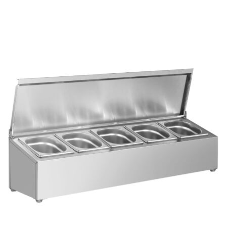 Vetrina ingredienti in acciaio inox (non congelato) '5xGN1/6 - 163x176mm'