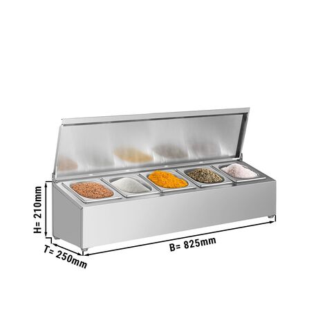 Gewürz Aufsatzbord aus Edelstahl (nicht gefroren) '5xGN1/6 - 163x176mm'