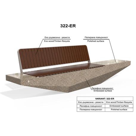 Außenbank aus Beton '330x60,7x88,6cm / BS-322'