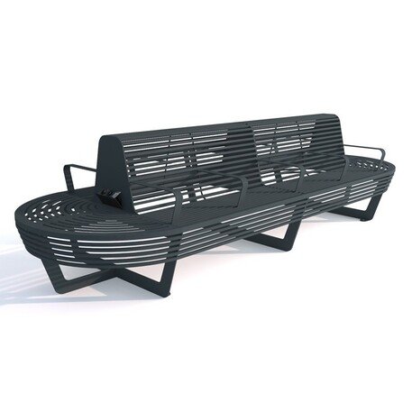 Metal bench with backrest 'BDS_457/USB/230V-340cm'