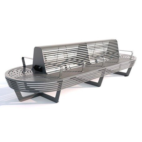 Metal bench with backrest 'BDS_457/USB/230V-340cm'