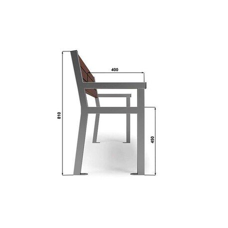 Metal bench with backrest 'BDS_MBG/55-190cm'