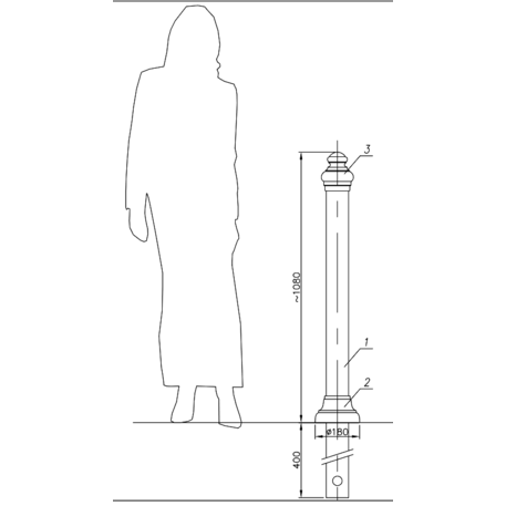 Metallabsperrpfosten für Städte 'MBG-33/S15'