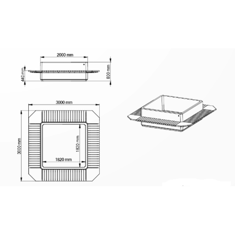 Betoninis lauko suolas su granito skalda ir vazonu '300/200x300/200xH/42/80cm / BS-297'