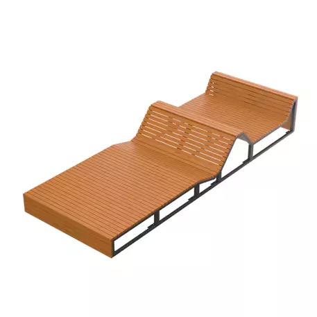 Metalinis gultas, šezlongas su medine gulimaja dalimi 'STF/L17/MDL'