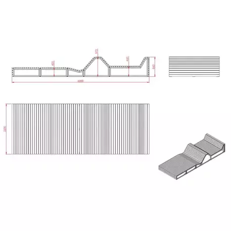 Metalinis gultas, šezlongas su medine gulimaja dalimi 'STF/L17/MDL'