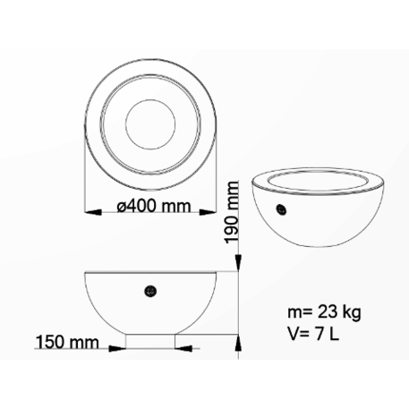Apvalus betoninis terrazo vazonas (gėlinė) 'Premium / Ø40xH/19cm / BS-378'