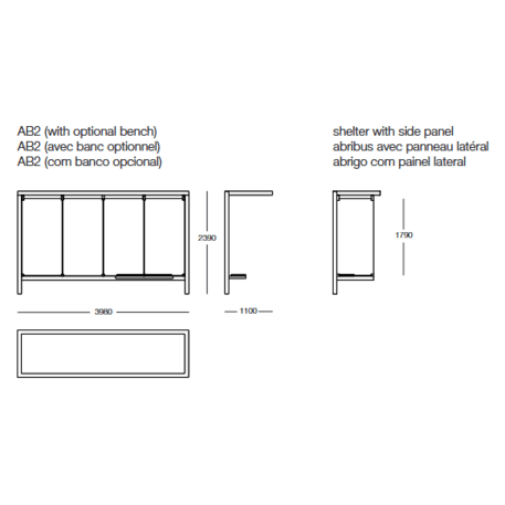 Autobusų stotelės laukimo paviljonas 'Daciano AB2 / 398cm'