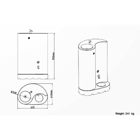 Betoninė geriamojo vandens kolonėlė su gertuve augintiniams, apdirbta smulkia granito skaldele 'BS-346'