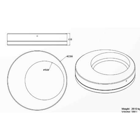 Apvalus betoninis terrazo vazonas (gėlinė) 'Premium / Ø230xH/45cm_BS-331'