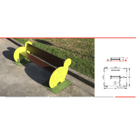 Spalvotas suoliukas vaikų žaidimo aikštelėms 'MO_BA-2002-02'