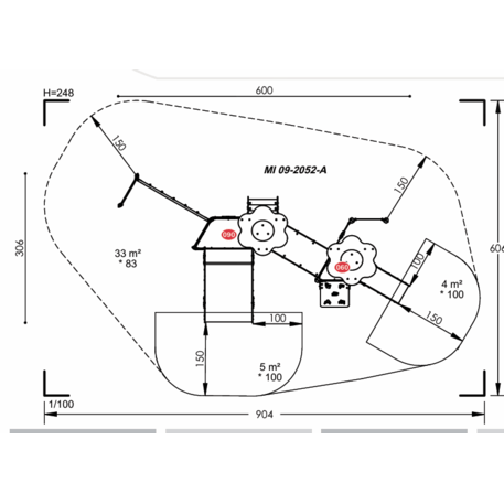 Žaidimų aikštelių kompleksas vaikams nuo 2 metų amžiaus – kolekcija 'MBG-2250_MI 09-2052-A02'