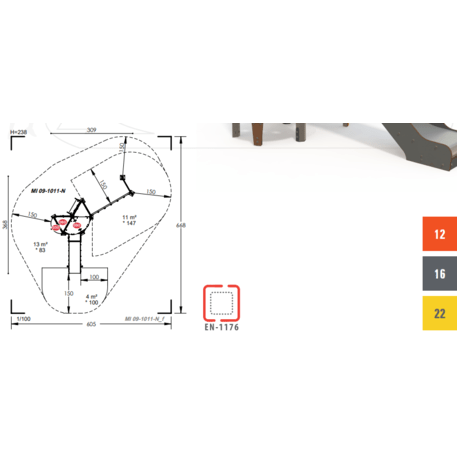 Žaidimų aikštelių kompleksas vaikams nuo 2 metų amžiaus – kolekcija 'MINI / MBG-2162_MI 09-1011-N22'